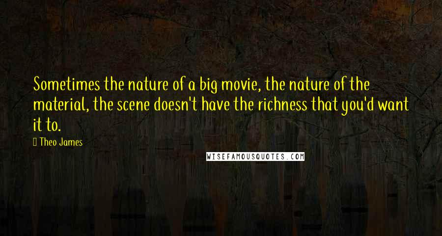 Theo James Quotes: Sometimes the nature of a big movie, the nature of the material, the scene doesn't have the richness that you'd want it to.