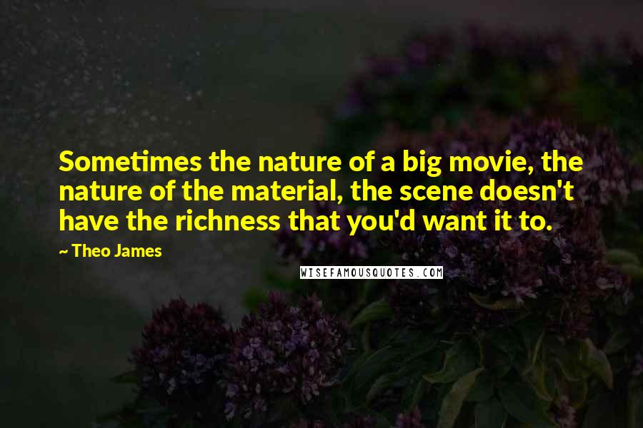 Theo James Quotes: Sometimes the nature of a big movie, the nature of the material, the scene doesn't have the richness that you'd want it to.