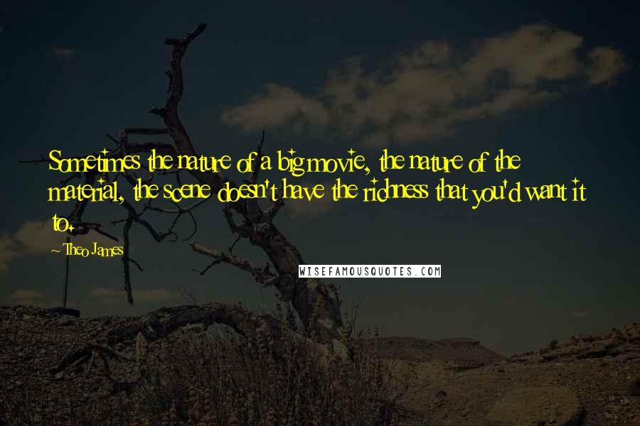 Theo James Quotes: Sometimes the nature of a big movie, the nature of the material, the scene doesn't have the richness that you'd want it to.