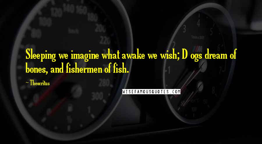 Theocritus Quotes: Sleeping we imagine what awake we wish; D ogs dream of bones, and fishermen of fish.