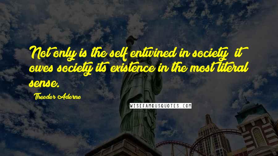 Theodor Adorno Quotes: Not only is the self entwined in society; it owes society its existence in the most literal sense.