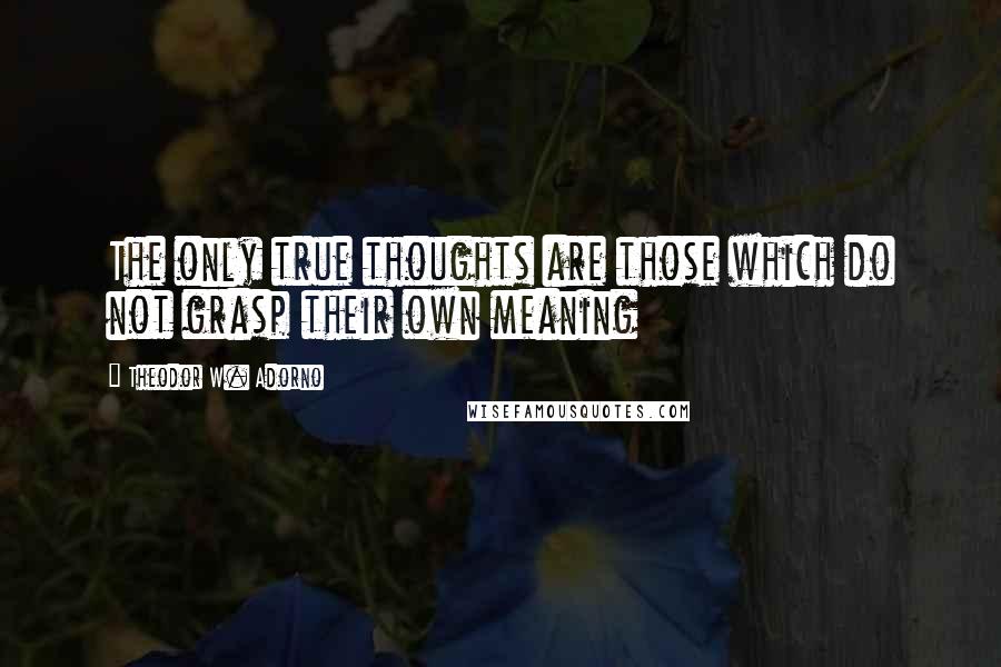 Theodor W. Adorno Quotes: The only true thoughts are those which do not grasp their own meaning