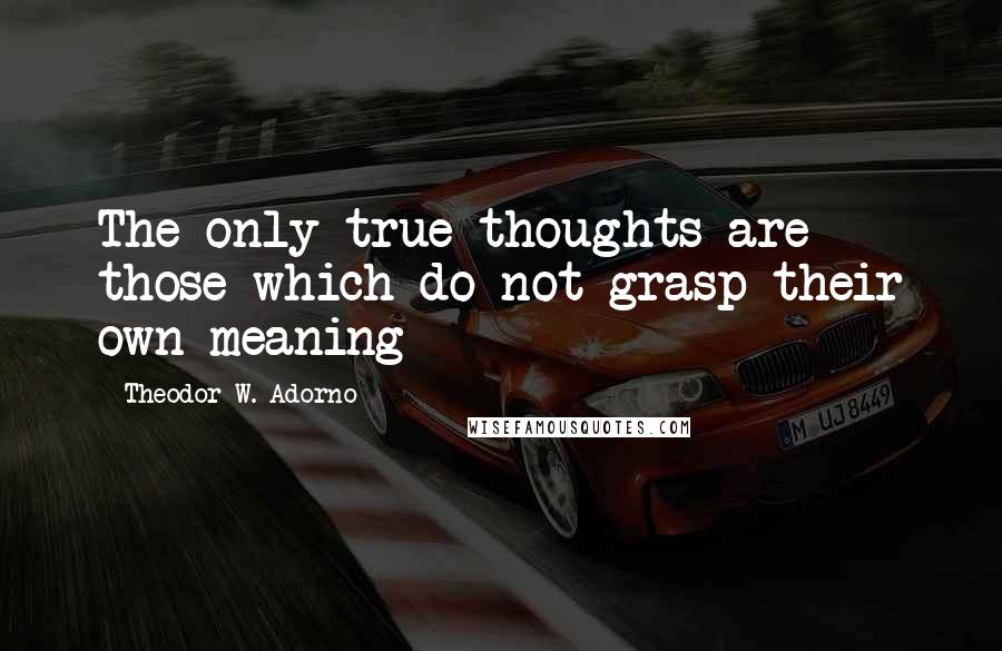 Theodor W. Adorno Quotes: The only true thoughts are those which do not grasp their own meaning