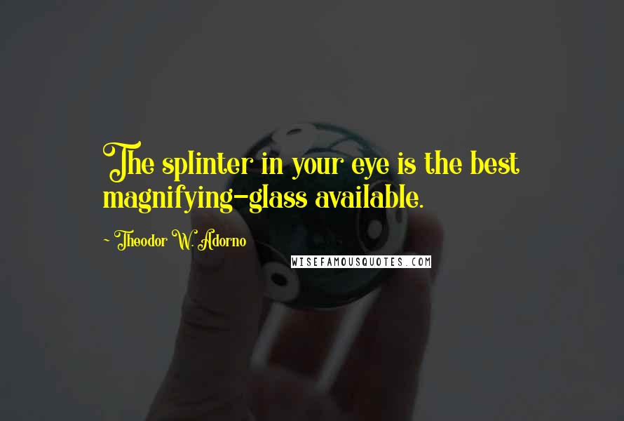 Theodor W. Adorno Quotes: The splinter in your eye is the best magnifying-glass available.