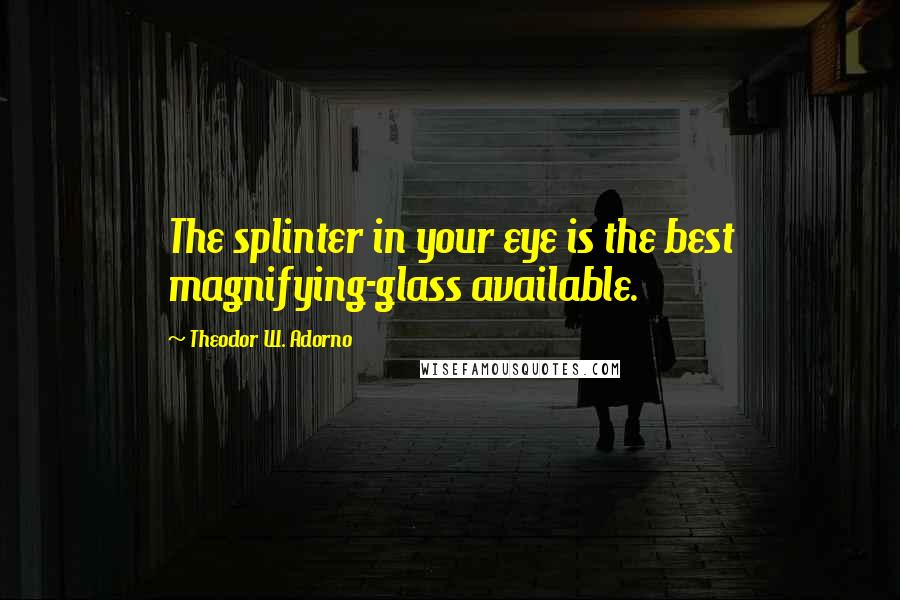 Theodor W. Adorno Quotes: The splinter in your eye is the best magnifying-glass available.