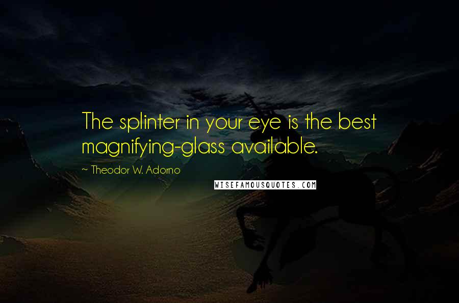 Theodor W. Adorno Quotes: The splinter in your eye is the best magnifying-glass available.