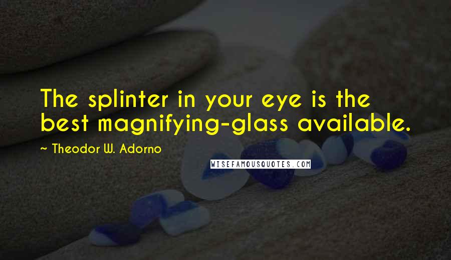Theodor W. Adorno Quotes: The splinter in your eye is the best magnifying-glass available.