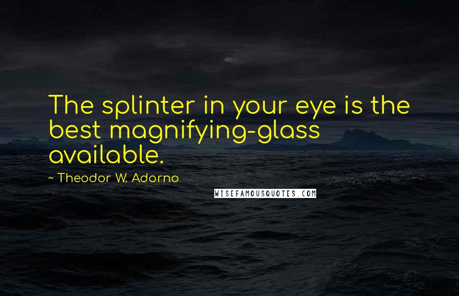 Theodor W. Adorno Quotes: The splinter in your eye is the best magnifying-glass available.
