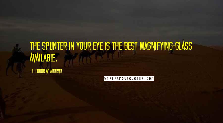 Theodor W. Adorno Quotes: The splinter in your eye is the best magnifying-glass available.