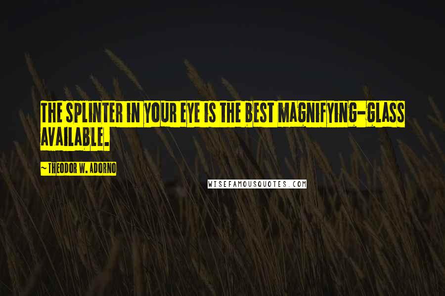 Theodor W. Adorno Quotes: The splinter in your eye is the best magnifying-glass available.