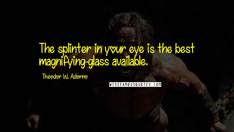 Theodor W. Adorno Quotes: The splinter in your eye is the best magnifying-glass available.