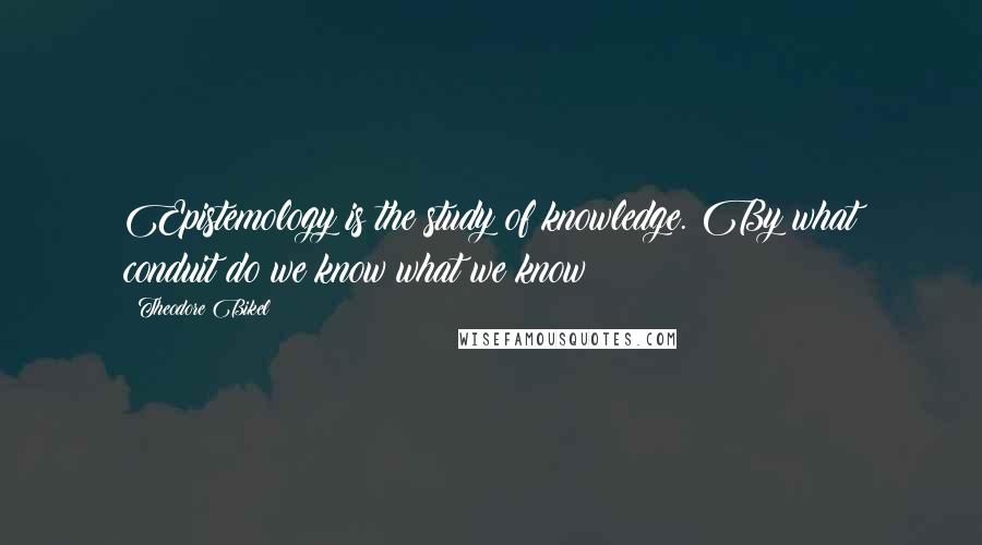 Theodore Bikel Quotes: Epistemology is the study of knowledge. By what conduit do we know what we know?