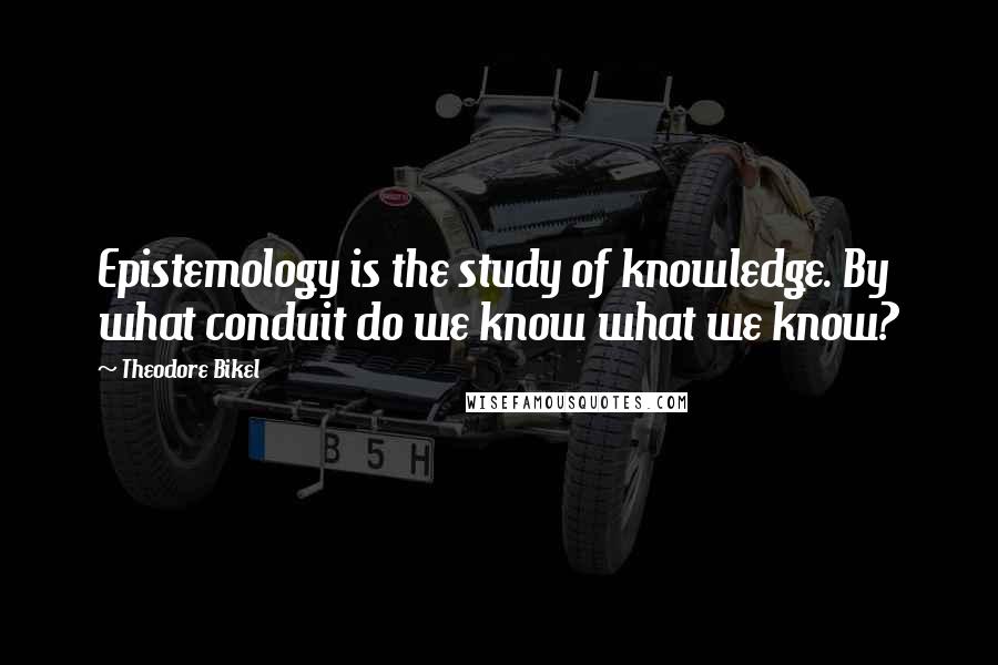 Theodore Bikel Quotes: Epistemology is the study of knowledge. By what conduit do we know what we know?