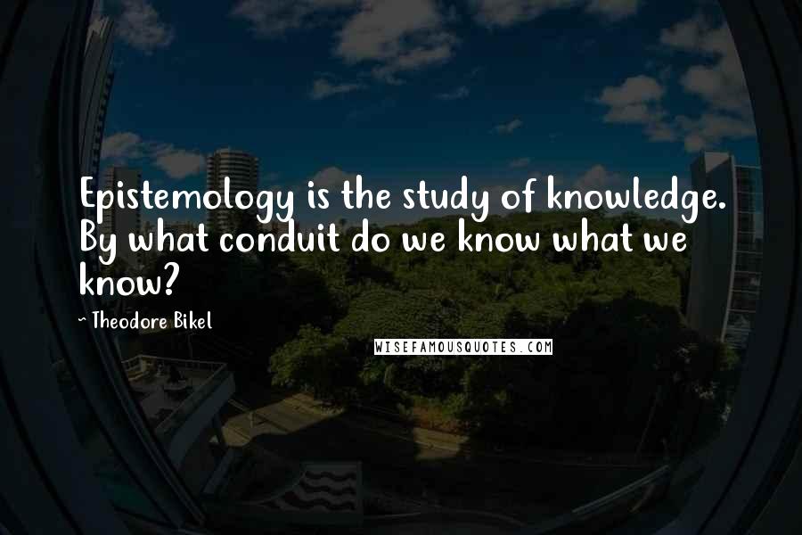 Theodore Bikel Quotes: Epistemology is the study of knowledge. By what conduit do we know what we know?