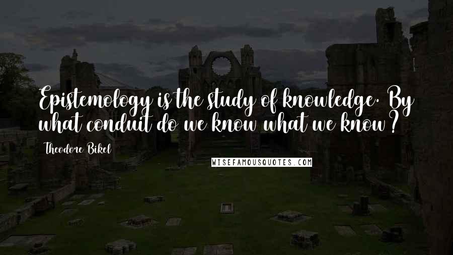 Theodore Bikel Quotes: Epistemology is the study of knowledge. By what conduit do we know what we know?