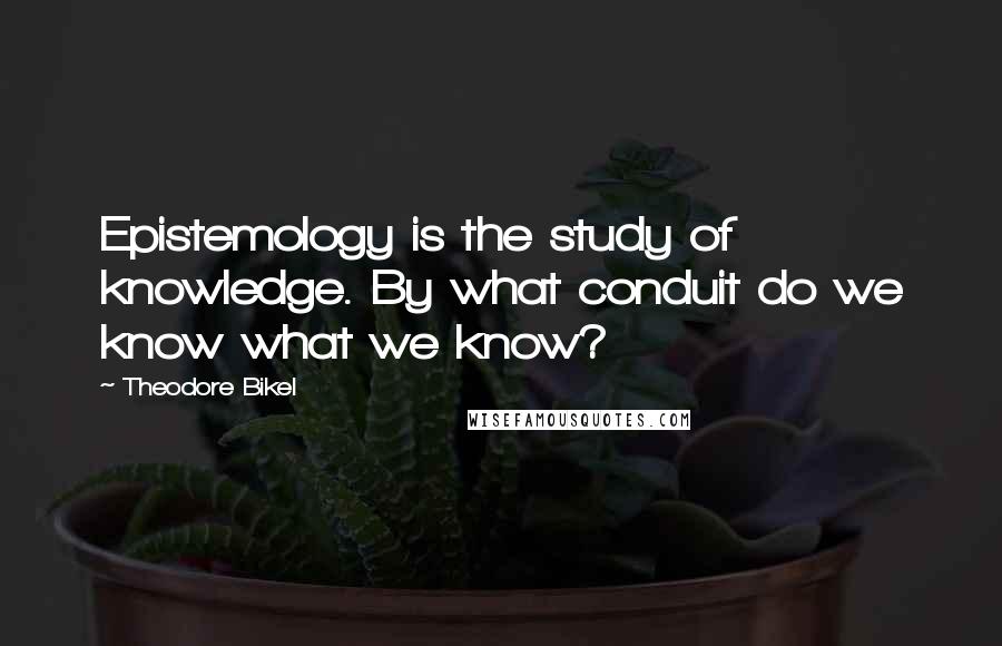 Theodore Bikel Quotes: Epistemology is the study of knowledge. By what conduit do we know what we know?