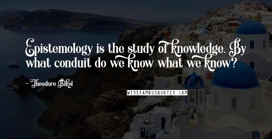 Theodore Bikel Quotes: Epistemology is the study of knowledge. By what conduit do we know what we know?