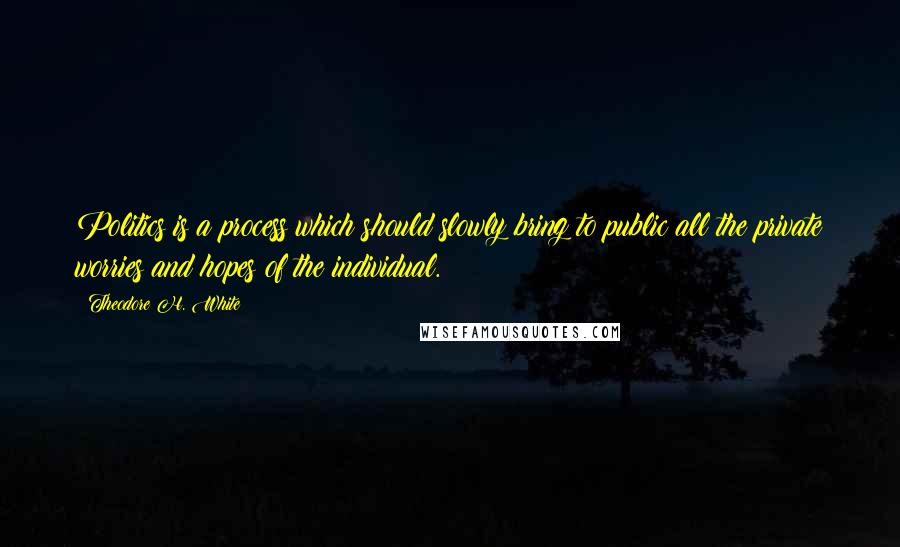 Theodore H. White Quotes: Politics is a process which should slowly bring to public all the private worries and hopes of the individual.