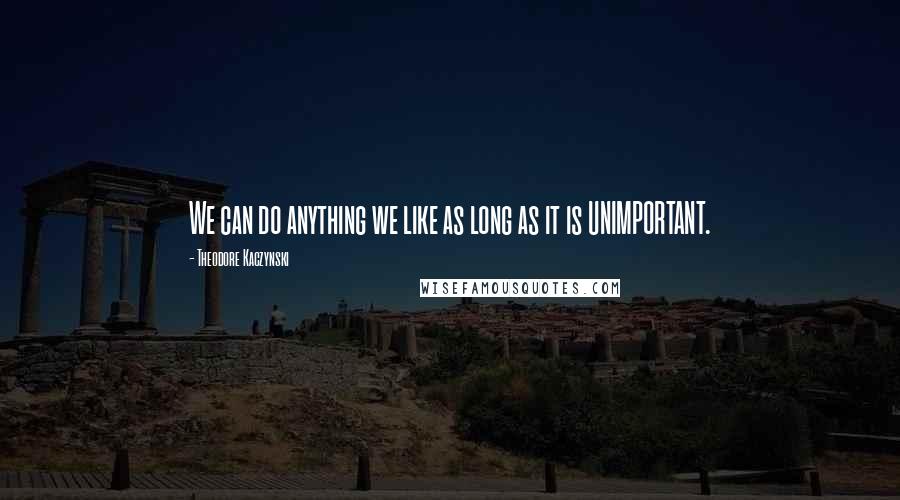 Theodore Kaczynski Quotes: We can do anything we like as long as it is UNIMPORTANT.