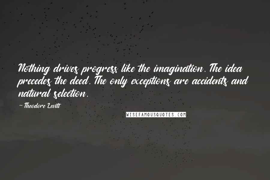 Theodore Levitt Quotes: Nothing drives progress like the imagination. The idea precedes the deed. The only exceptions are accidents and natural selection.