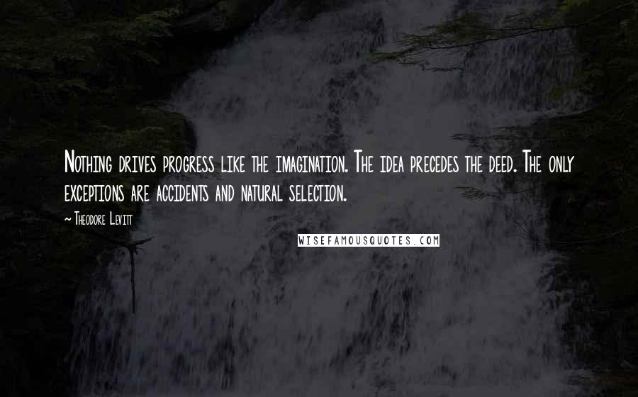 Theodore Levitt Quotes: Nothing drives progress like the imagination. The idea precedes the deed. The only exceptions are accidents and natural selection.