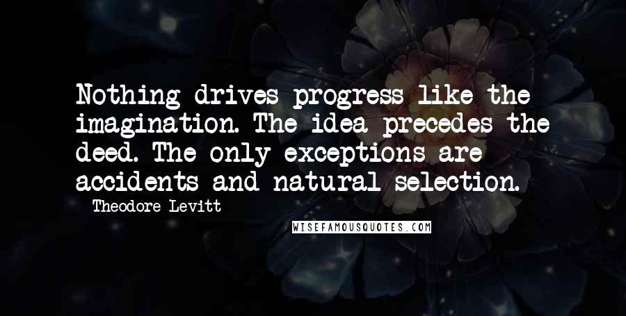 Theodore Levitt Quotes: Nothing drives progress like the imagination. The idea precedes the deed. The only exceptions are accidents and natural selection.