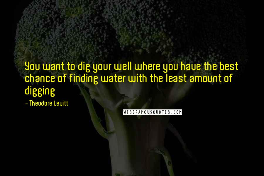 Theodore Levitt Quotes: You want to dig your well where you have the best chance of finding water with the least amount of digging