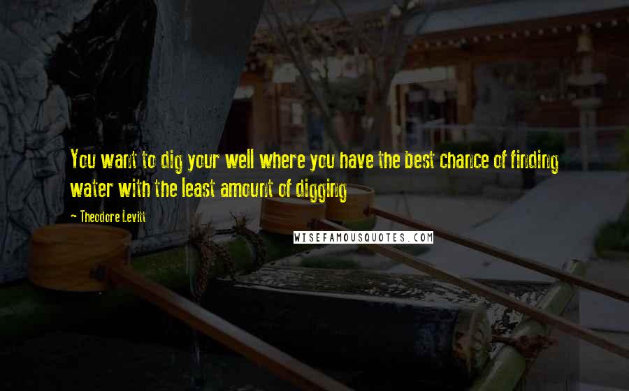 Theodore Levitt Quotes: You want to dig your well where you have the best chance of finding water with the least amount of digging