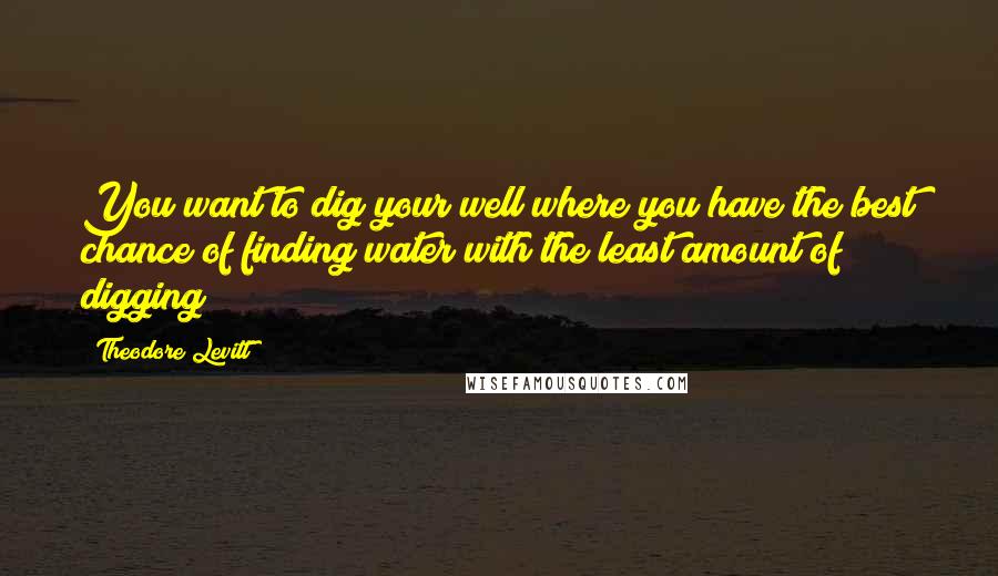 Theodore Levitt Quotes: You want to dig your well where you have the best chance of finding water with the least amount of digging