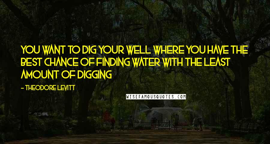 Theodore Levitt Quotes: You want to dig your well where you have the best chance of finding water with the least amount of digging