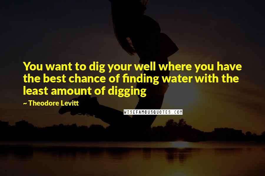 Theodore Levitt Quotes: You want to dig your well where you have the best chance of finding water with the least amount of digging