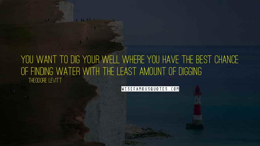 Theodore Levitt Quotes: You want to dig your well where you have the best chance of finding water with the least amount of digging