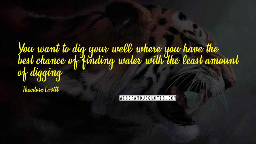 Theodore Levitt Quotes: You want to dig your well where you have the best chance of finding water with the least amount of digging