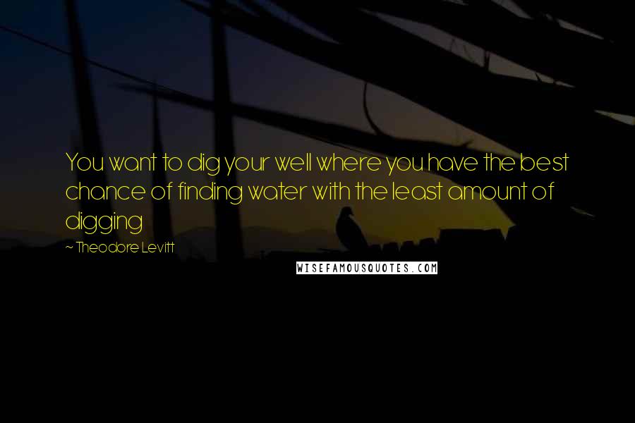 Theodore Levitt Quotes: You want to dig your well where you have the best chance of finding water with the least amount of digging