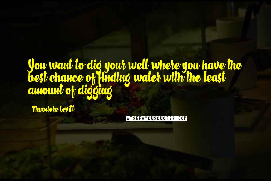 Theodore Levitt Quotes: You want to dig your well where you have the best chance of finding water with the least amount of digging