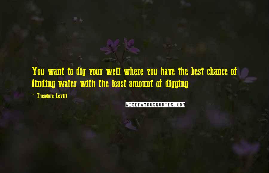 Theodore Levitt Quotes: You want to dig your well where you have the best chance of finding water with the least amount of digging