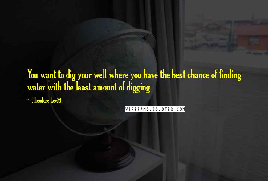 Theodore Levitt Quotes: You want to dig your well where you have the best chance of finding water with the least amount of digging