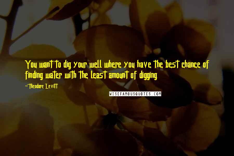 Theodore Levitt Quotes: You want to dig your well where you have the best chance of finding water with the least amount of digging