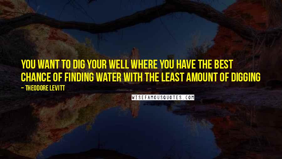 Theodore Levitt Quotes: You want to dig your well where you have the best chance of finding water with the least amount of digging