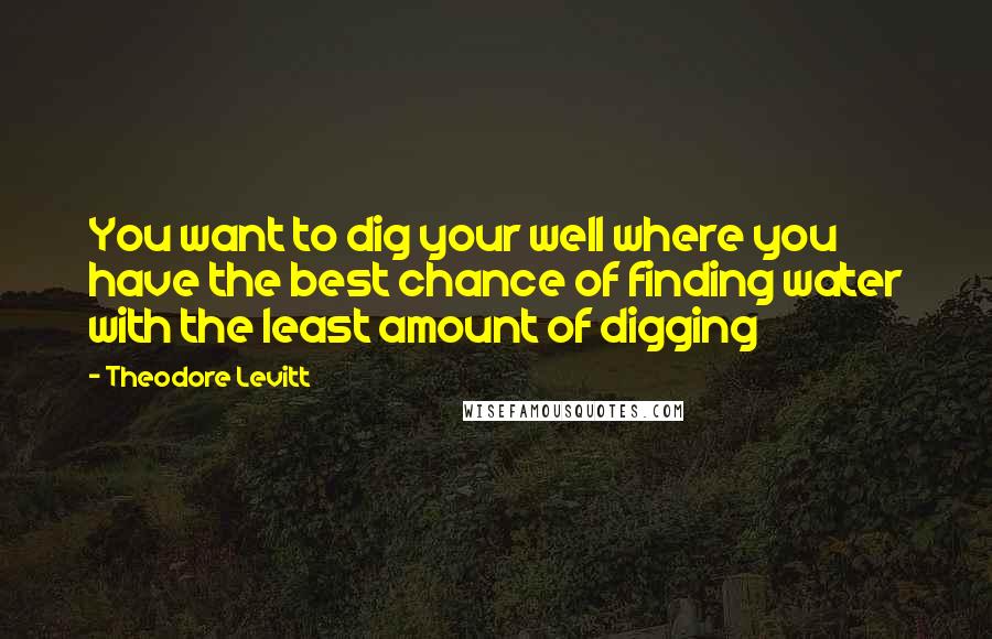 Theodore Levitt Quotes: You want to dig your well where you have the best chance of finding water with the least amount of digging