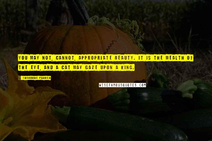 Theodore Parker Quotes: You may not, cannot, appropriate beauty. It is the wealth of the eye, and a cat may gaze upon a king.