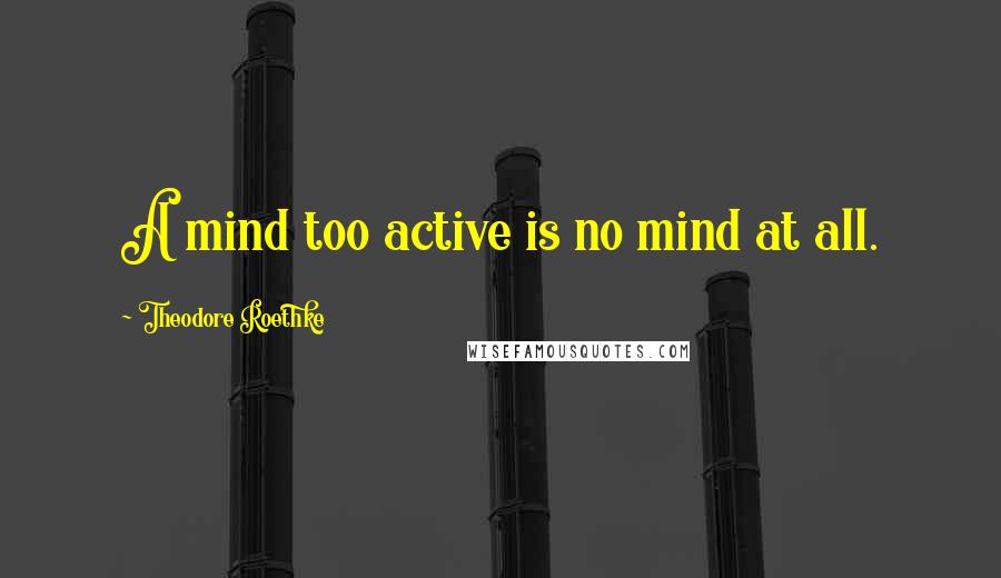 Theodore Roethke Quotes: A mind too active is no mind at all.