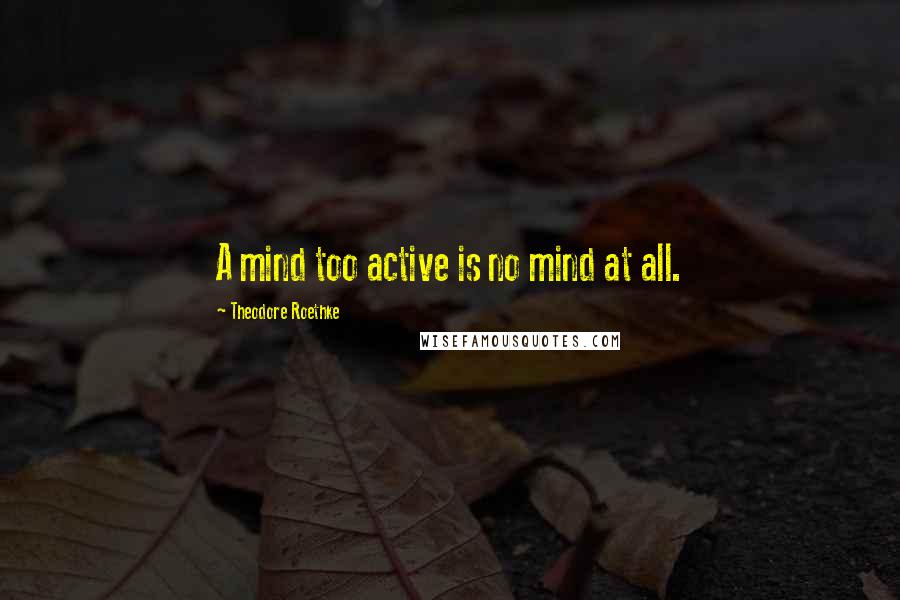 Theodore Roethke Quotes: A mind too active is no mind at all.