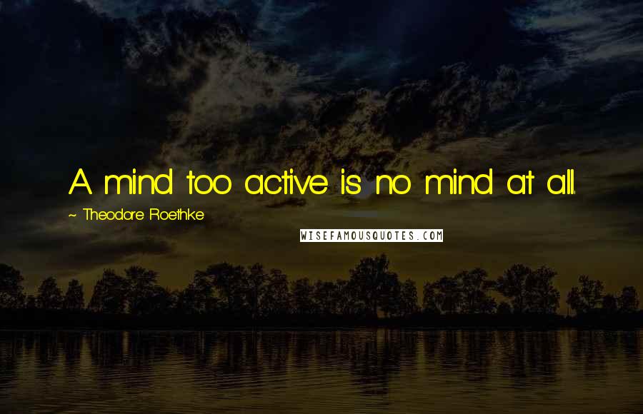 Theodore Roethke Quotes: A mind too active is no mind at all.