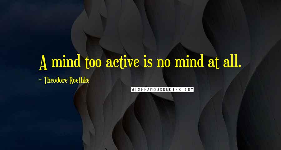 Theodore Roethke Quotes: A mind too active is no mind at all.