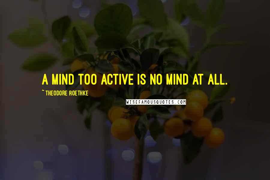 Theodore Roethke Quotes: A mind too active is no mind at all.