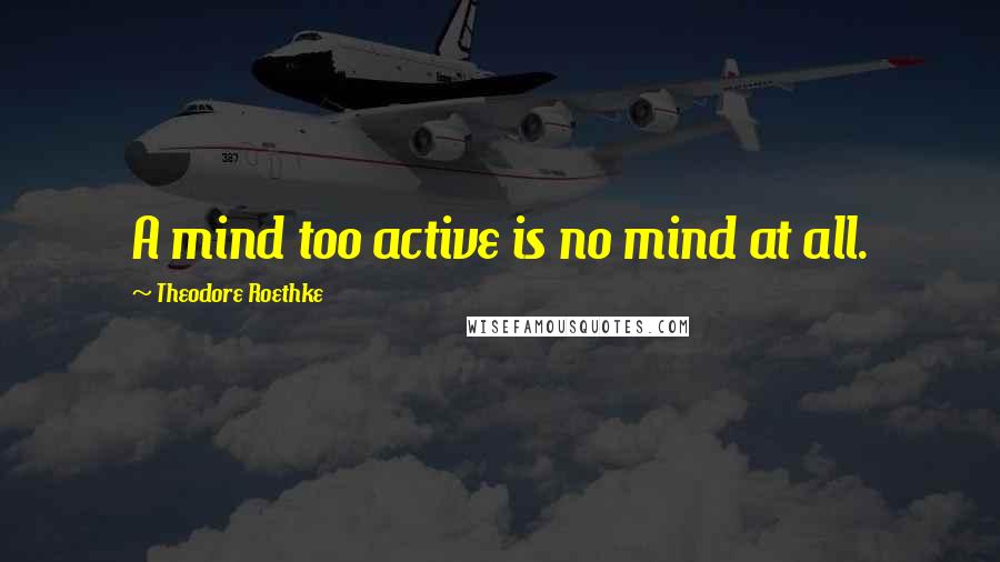 Theodore Roethke Quotes: A mind too active is no mind at all.