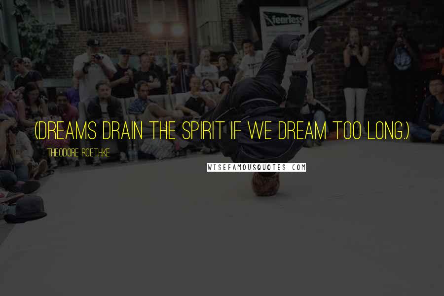 Theodore Roethke Quotes: (Dreams drain the spirit if we dream too long.)