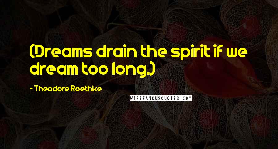 Theodore Roethke Quotes: (Dreams drain the spirit if we dream too long.)