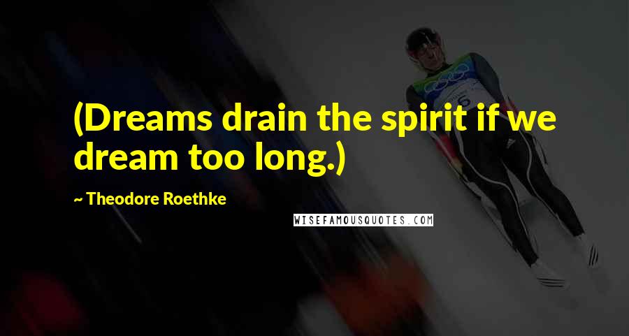 Theodore Roethke Quotes: (Dreams drain the spirit if we dream too long.)